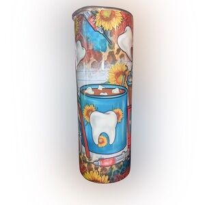 Colorful Dental Themed Party 20oz Hot/Cold Tumbler with Metal Straw
